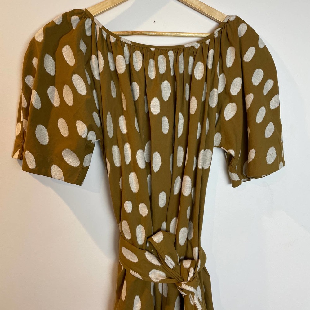 Mara Hoffman | Small | Cream Green Polka Dot Tie Dress